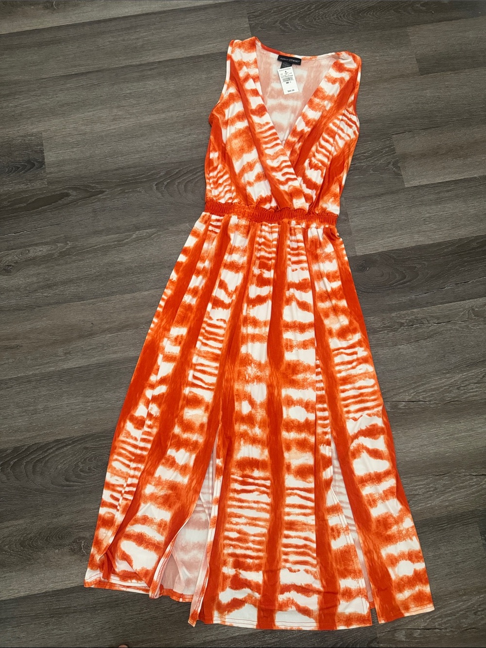Ashley Stewart Orange and White Tie-Dye Maxi Dress